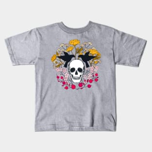 Garden of Skulls {Raven Black} Kids T-Shirt